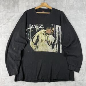 VTG Jay Z Graphic Waffle Knit Long Sleeve Shirt Hip Hop Rap Tee Men Size XL Y2K